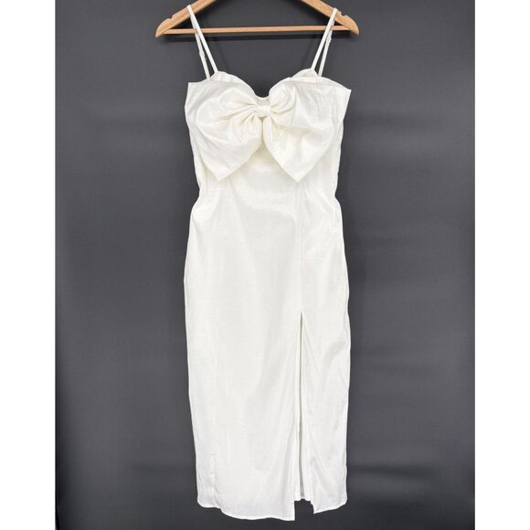 Zara Dresses & Skirts - NWT Lulus Womens Bow Front Midi Dress M White Graduation Bachelorette LWD Bridal